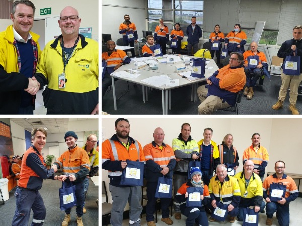 Damian Toohey congratulates Mick Dwyer and the Altona contractors